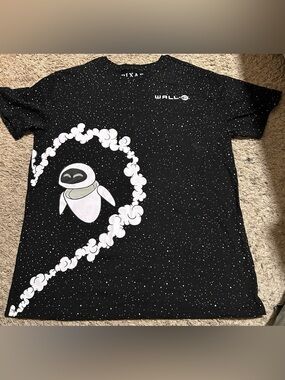 Pixar WALL•E Men's Black Short Sleeve Graphic Tee with EVE Motif